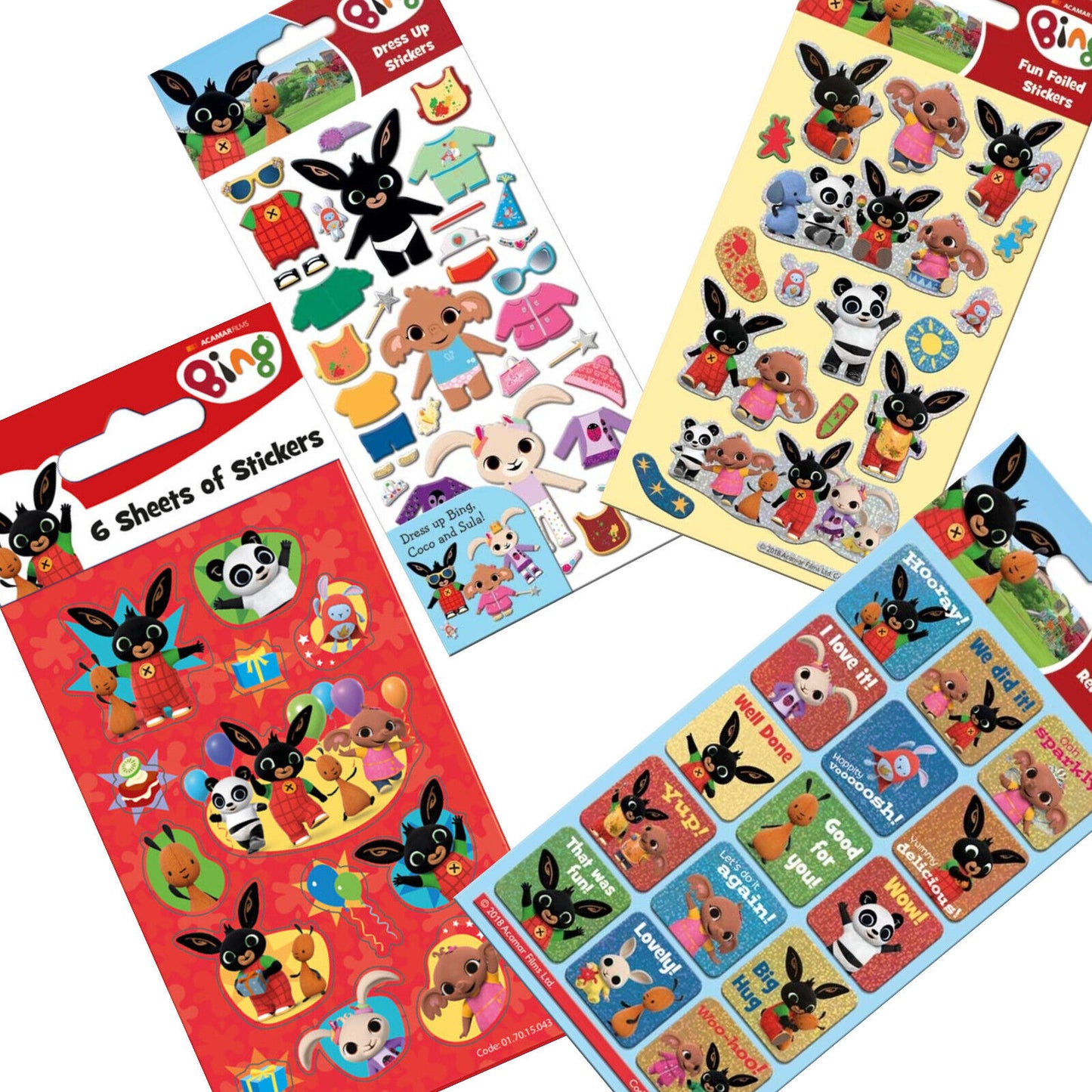 BING DRESS UP STICKERS Reusable Dressing Doll Sula REWARD FOIL panda sula