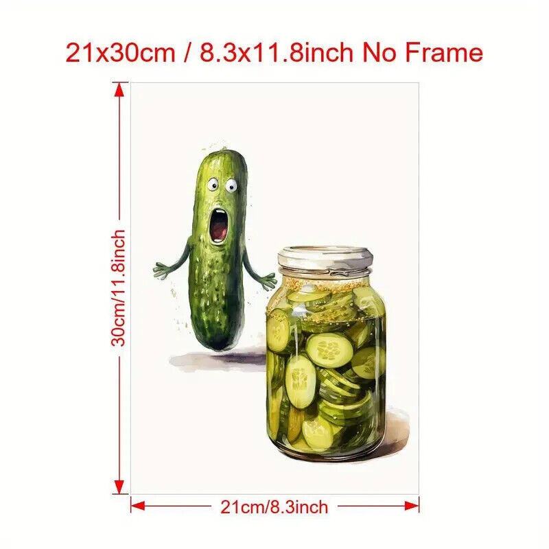 Cucumber Kitchen Canvas Print Fresh Funny Pickle Canvas Art JOKE SCARED FOOD