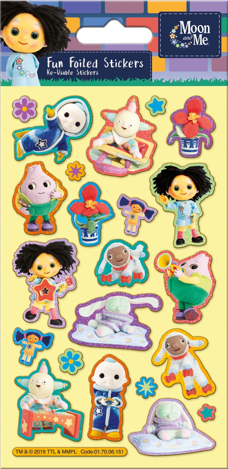MOON & ME REWARD STICKERS FOILED SPARKLY REUSABLE FUN CBEEBIES PEPE NANA ONION
