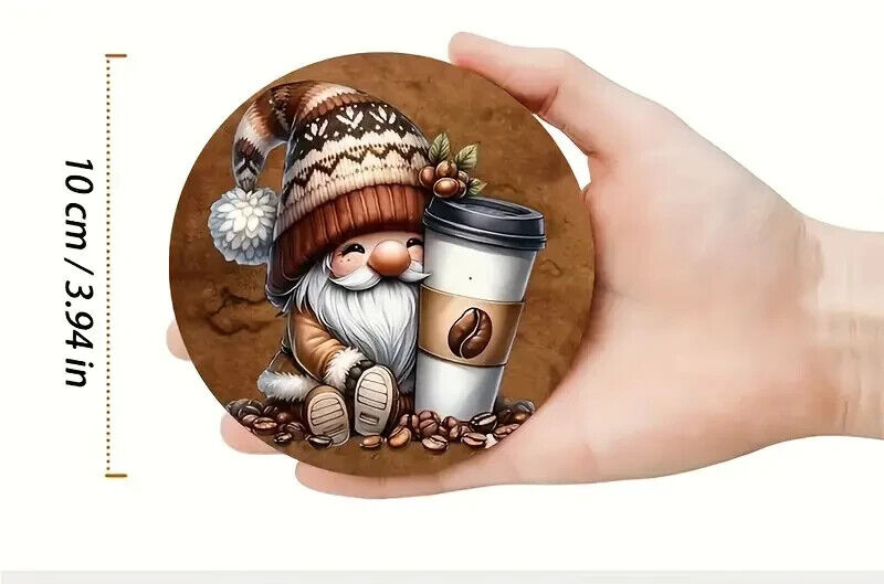 GNOME CHRISTMAS COASTER Coffee Tea Drink COCKTAILS MAT CUTE