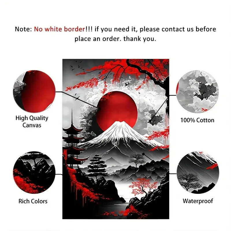 Japanese Samurai Canvas Wall Art Picture Unframed Stunning SCENE RED BLACK