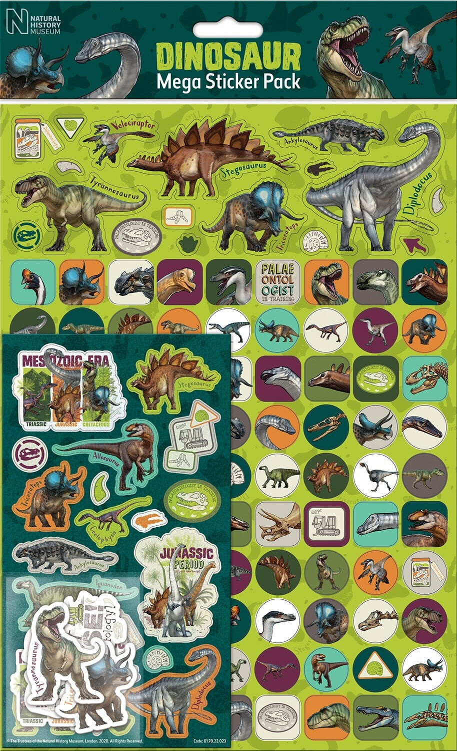 Natural History Museum MEGA PACK STICKERS DINOSAUR SPARKLY