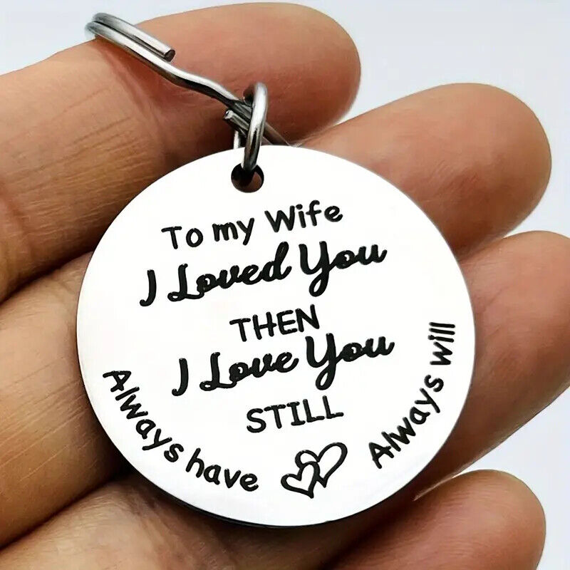 To My Husband WIFE I Love You Keyring Mens Gift Valentines Romantic Keepsake 1