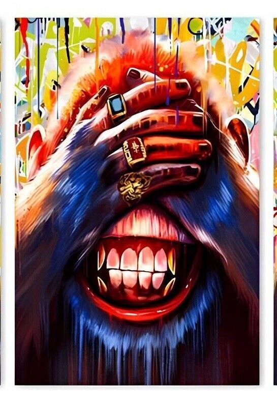 MONKEY CHIMPANZEE Canvas Wall Art Movie Poster Print Picture RING GOLD GLASSES