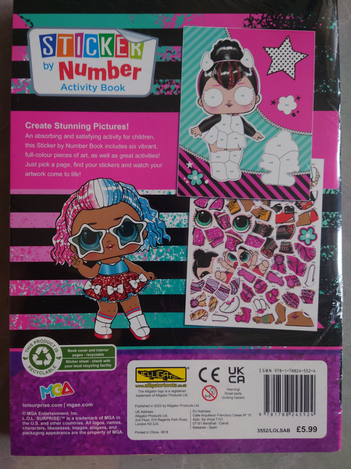 L.O.L. SURPRISE! STICKER BY NUMBER ACTIVITY BOOK 0VER 120 RESUABLE STICKERS