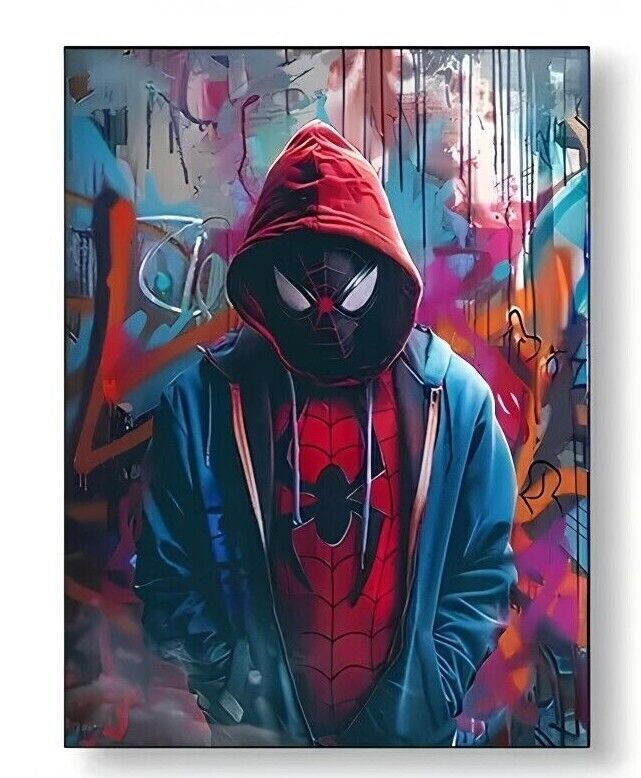 Spiderman Canvas Marvel GAMING GRAFFITI Abstract Face Print Superhero SPIDER MAN