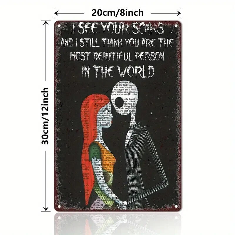 THE NIGHTMARE BEFORE CHISTMAS Tin Metal sign GIFT Art Deco Movie LOVE JACK SALLY