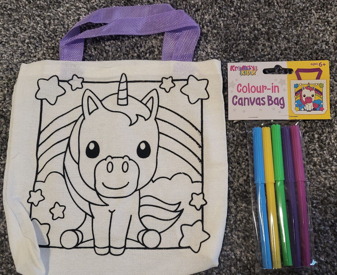 Kreative Kids Colour Your Own Canvas Bag 6 Designs 2 Collect & Colour Choose