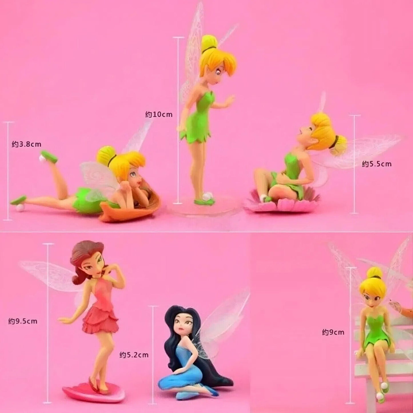 Tinkerbell Fairy Princess Action Miniature Figure Cake Topper Doll Toys Kids