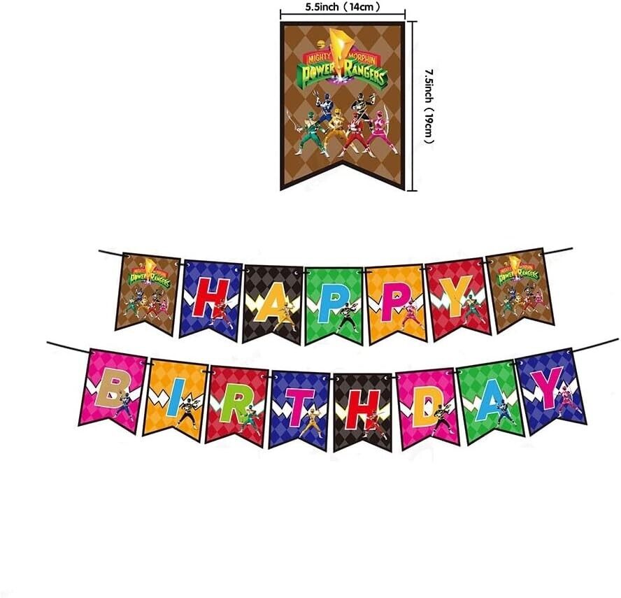 Power Rangers Kid Birthday Party Ballons Banner Cake Topper Decors Props Set