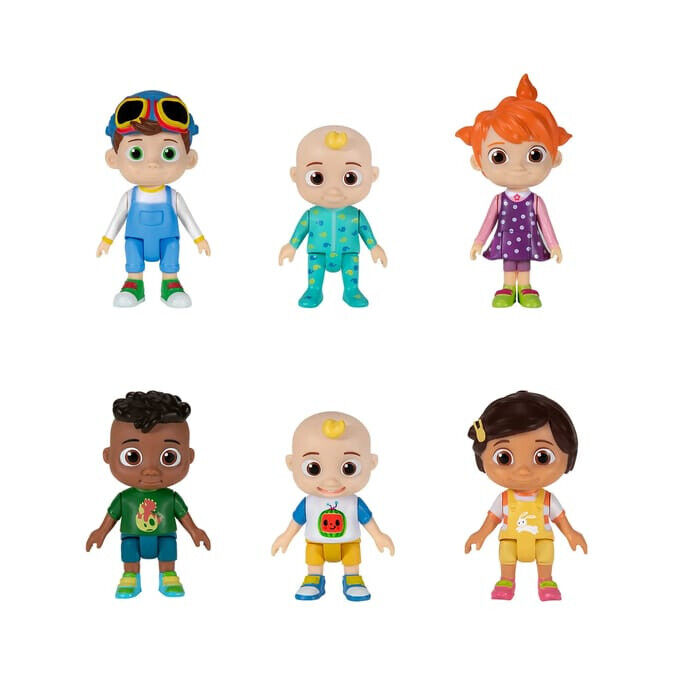 OFFICIAL Cocomelon Figure Set 6 Piece Friends and Family 7cm Tall Colouring Page