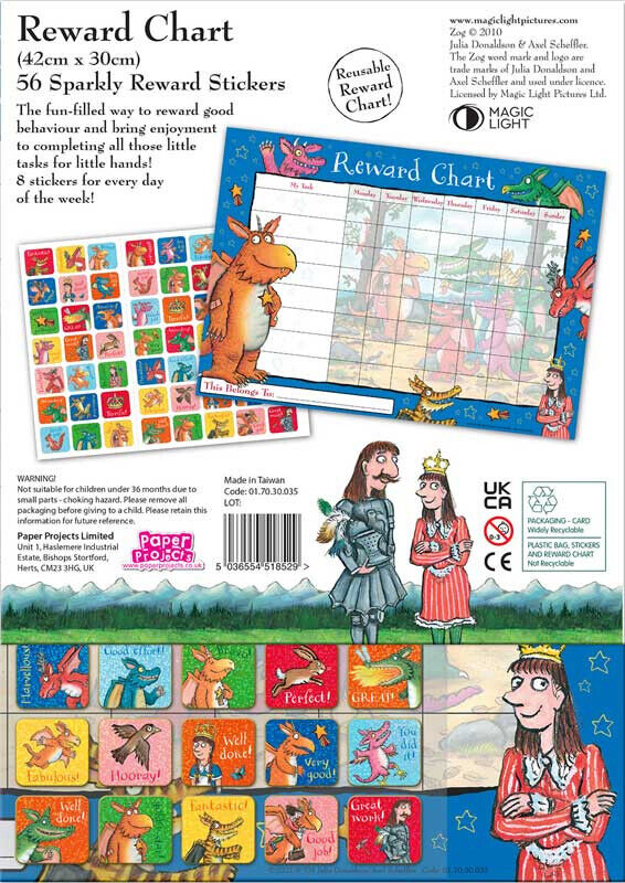 ZOG Reward Chart with 56 Stickers Official Product - Julia Donaldson