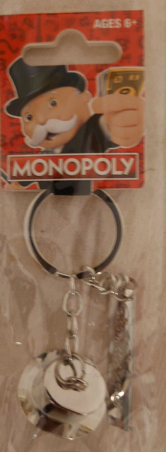 MONOPOLY Official Game METAL Keyring Keychain 4CM silver 2024 HAT CAR DOG
