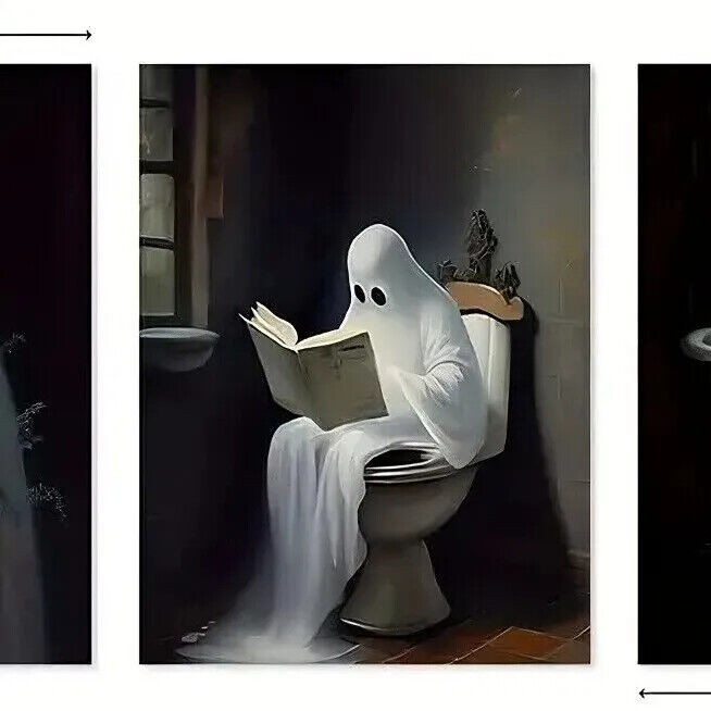 GHOST Horror Canvas Wall Art FUNNY Poster Picture Halloween Friday 13th BATHROOM