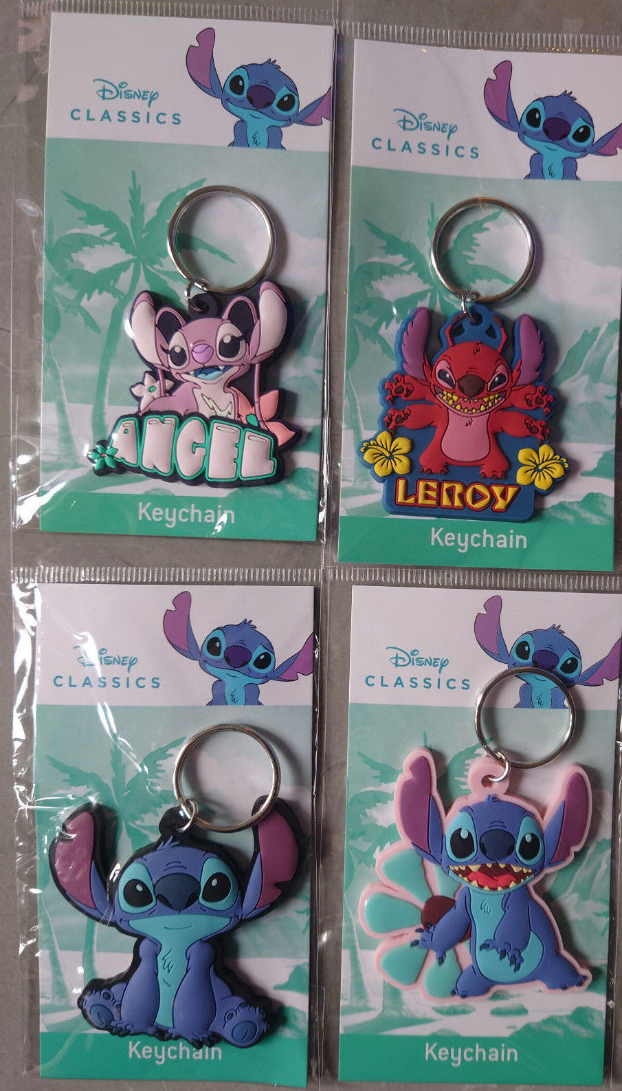 LILO & STITCH Official Disney Keyring 2D Keychains Lilo Angel Stitch NETFLIX