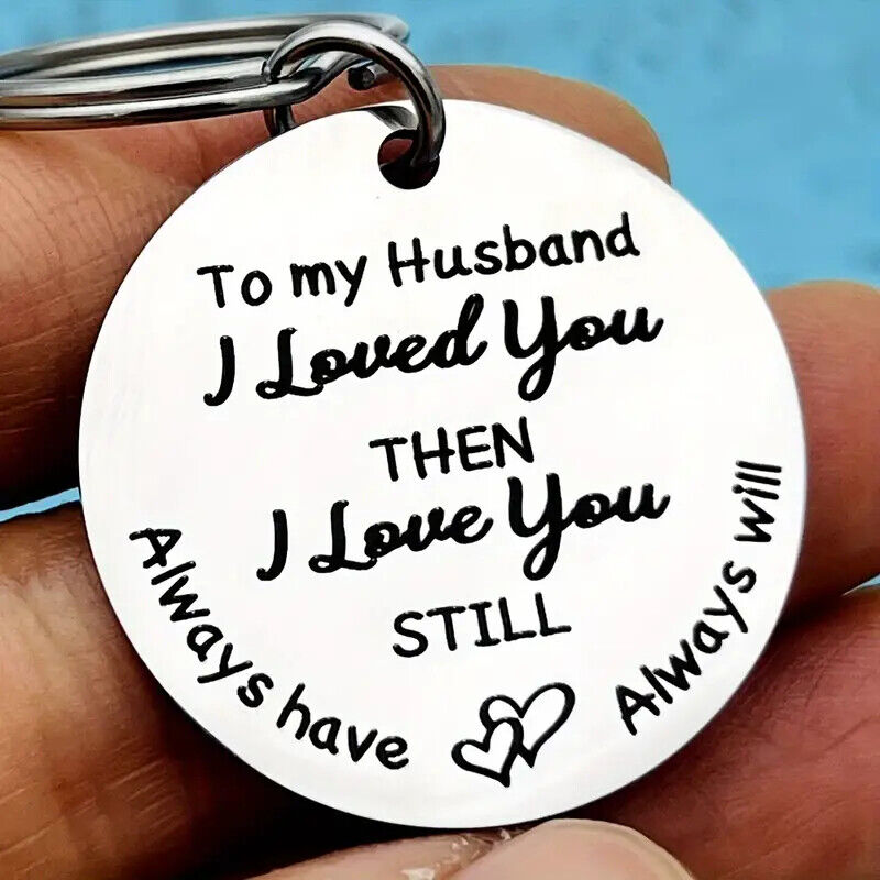 To My Husband WIFE I Love You Keyring Mens Gift Valentines Romantic Keepsake 1
