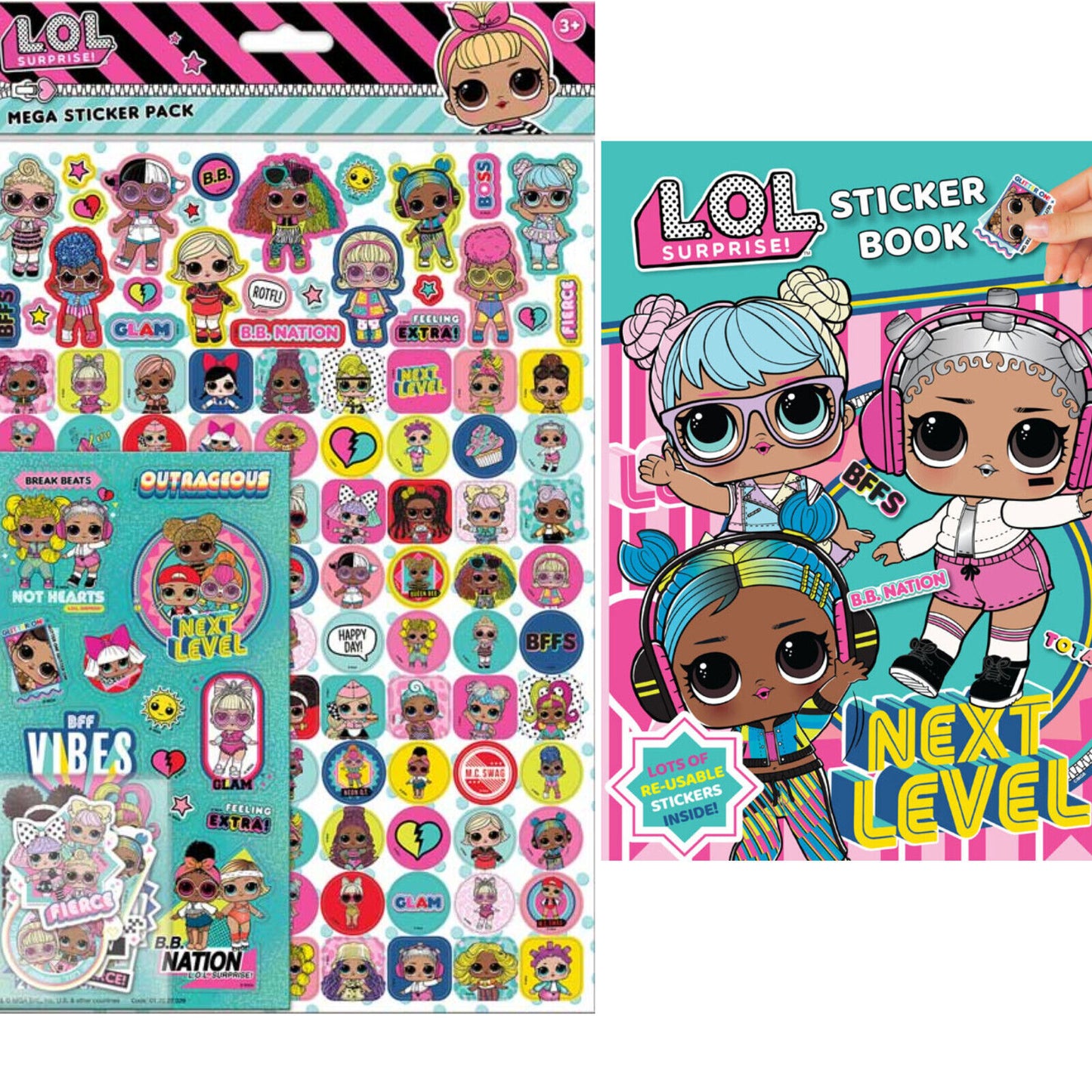 L.O.L Surprise NEXT LEVEL Mega Sticker Pack LOL STICKER BOOK YOU CHOOSE NEW