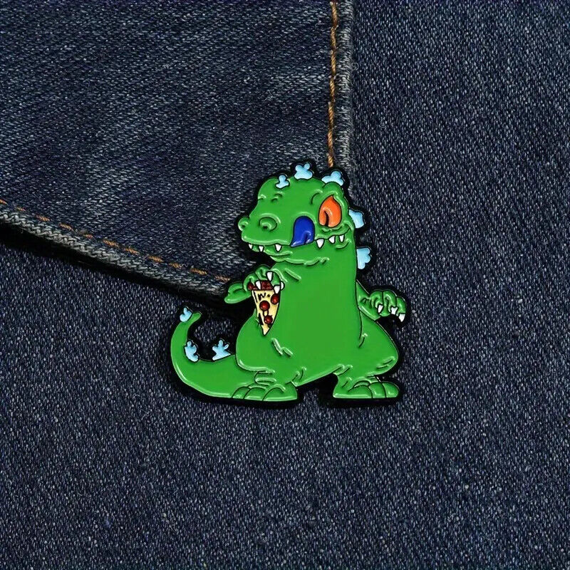 RUGRATS REPTOR Metal Enamel Pin Badge CARTOON DINOSAUR PIZZA
