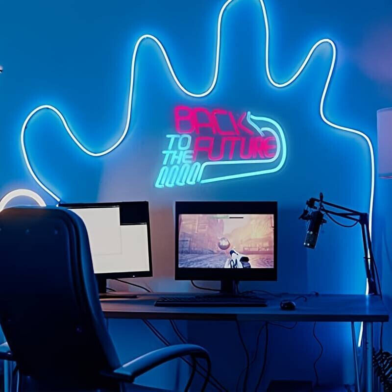 BACK TO THE FUTURE BLUE PURPLE MARTY DOC Custom Made Neon Sign led light