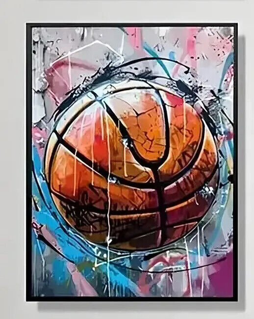 BASKETBALL NET SNEAKERS BALLS CANVAS Film Movie Art Wall PRINT SPORT MULTICOLOUR