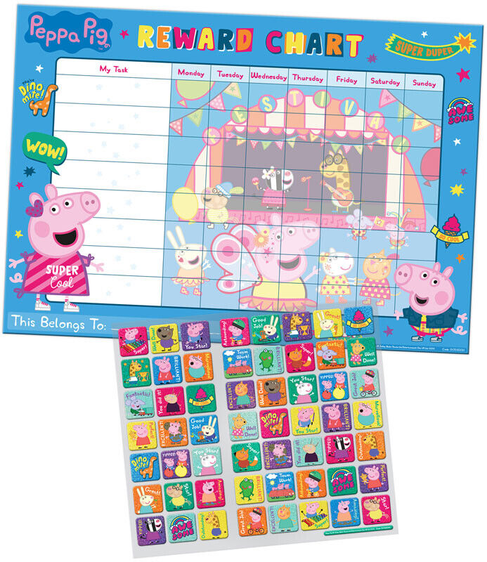 Peppa Pig Bath and Bed Reward Chart with Stickers POTTY & STANDARD YOU CHOOSE