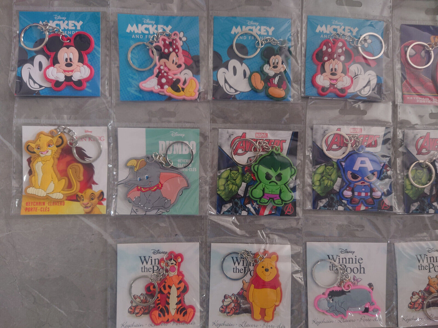 Disney & Marvel Characters Licensed Keyrings pooh micky toy story minni buzz