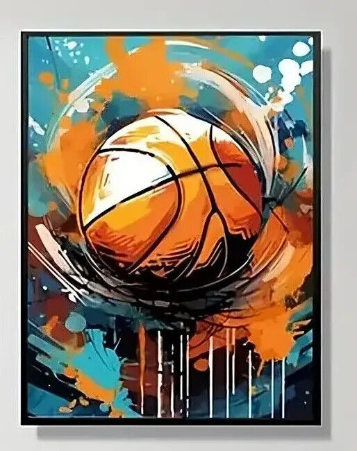 BASKETBALL NET SNEAKERS BALLS CANVAS Film Movie Art Wall PRINT SPORT MULTICOLOUR