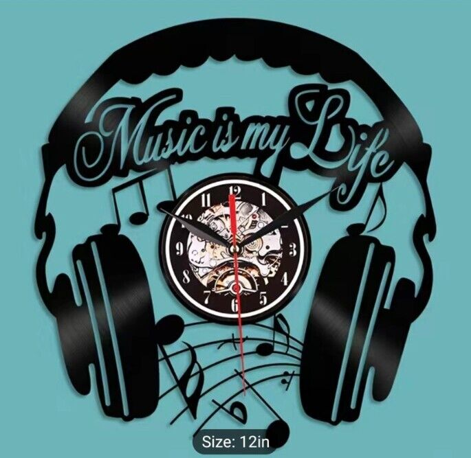 Music Is My Life LP Vinyl Record Wall Clock Best Decor Music Rock Gifts Guitar