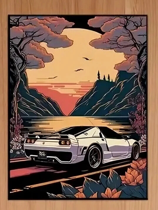 CAR SUPERCAR VINTAGE Poster Aesthetic CANVAS ART VEHICLE SUNSET