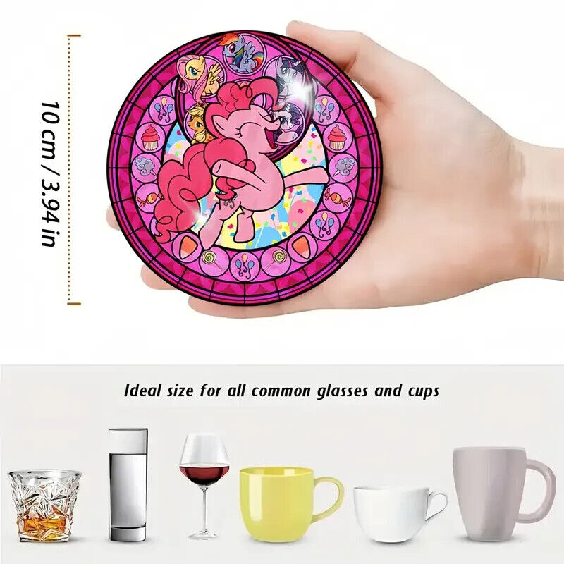 8X Little Pony BRIGHT Magic COASTER SET Rainbow Dash Pinkie Pie MY MLP BLUE