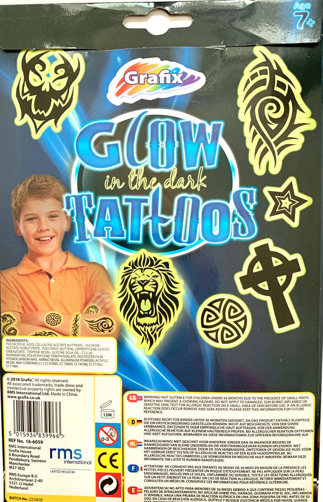 Grafix Glow In The Dark Tattoos Girls Gift Temporary Tattoo Designs Party