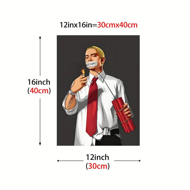 NEW Eminem Poster Print Dynamite Stick SHIRT TIE Canvas Music HIP HOP RAP RED