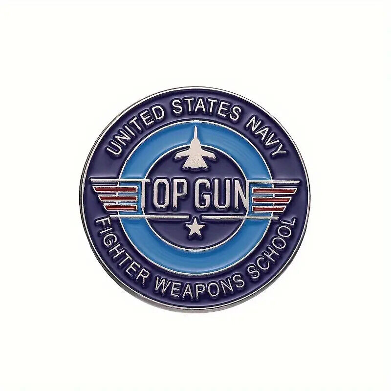 TOP GUN FIGHTER PILOT ENAMEL PIN BADGE MAVERICK GOLD SILVER STAR SCHOOL MOVIE