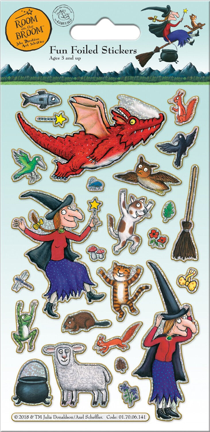 ROOM ON THE BROOM Julia Donaldson STICKERS FOIL REWARD SPARKLY ACTIVITY PACK