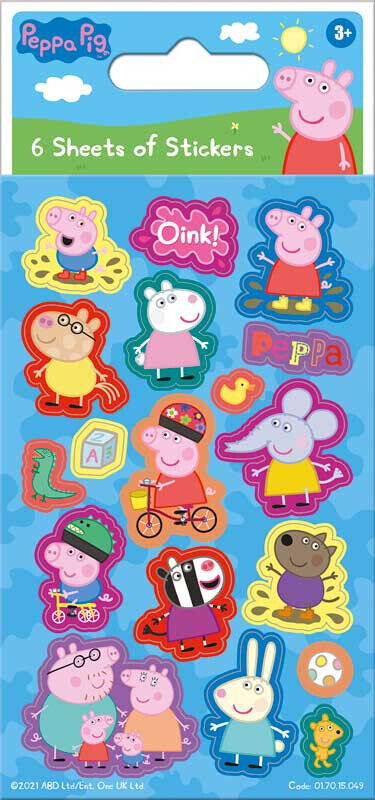 Peppa Pig BLUE Fun Foiled Stickers sheet PINK GREEN BRITAIN PARTY YOU CHOOSE