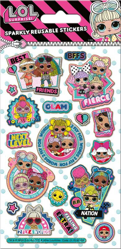 L.O.L. Surprise Next Level Sparkly Reuseable stickers 6 sheet foil LOL STICKER