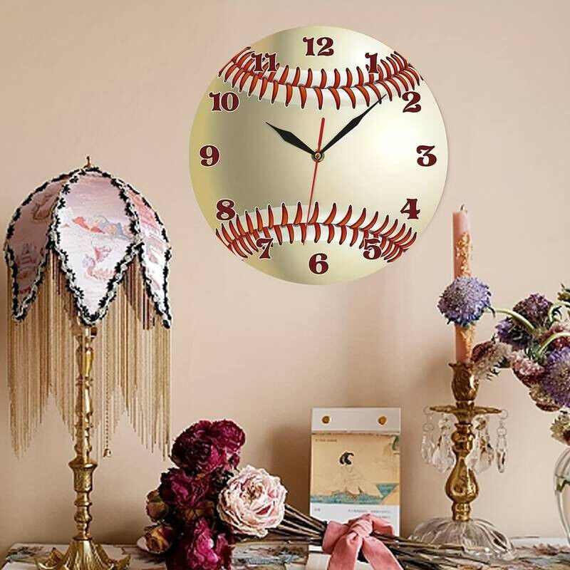 Baseball Wall Clock 12" Sports Clock Man Cave MOM CAVE Sports Decour NIB