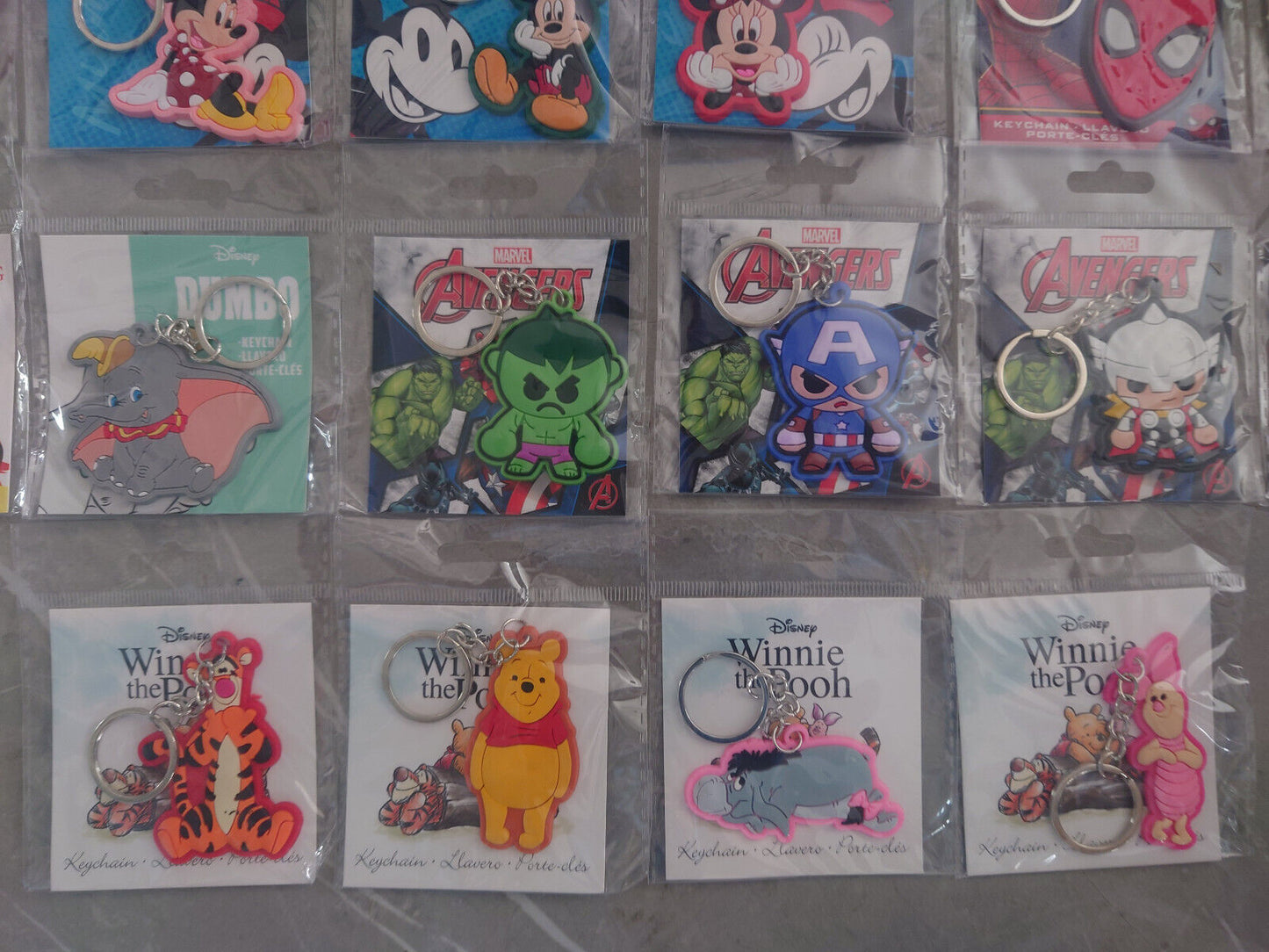 Disney & Marvel Characters Licensed Keyrings pooh micky toy story minni buzz
