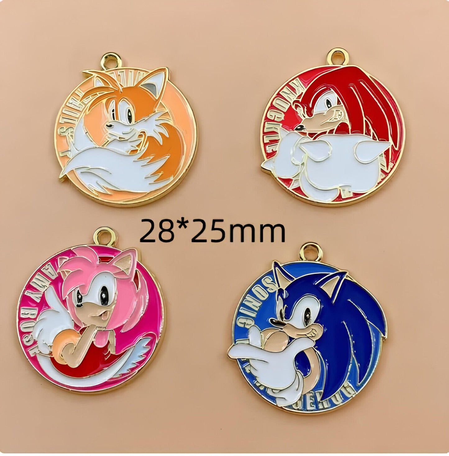 SONIC THE HEDGEHOG KRY CHAIN Keyring ENAMEL TAILS AMY ROSE Sega Gaming KNUCKLES