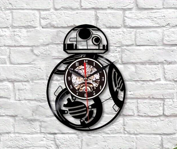 Star Wars BB8 Vinyl Clock Darth Vader Wall Art Best Yoda Record Decor Death
