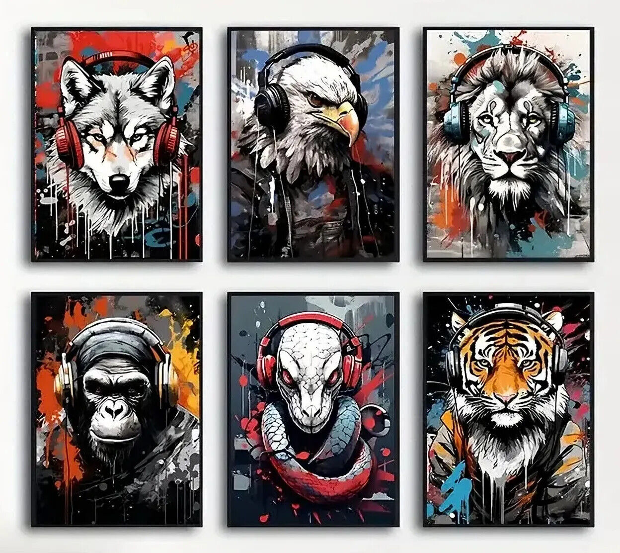ANIMAL Canvas Wall Art Movie Print Picture GREYSCALE GAMING GAMER MULTI DECO