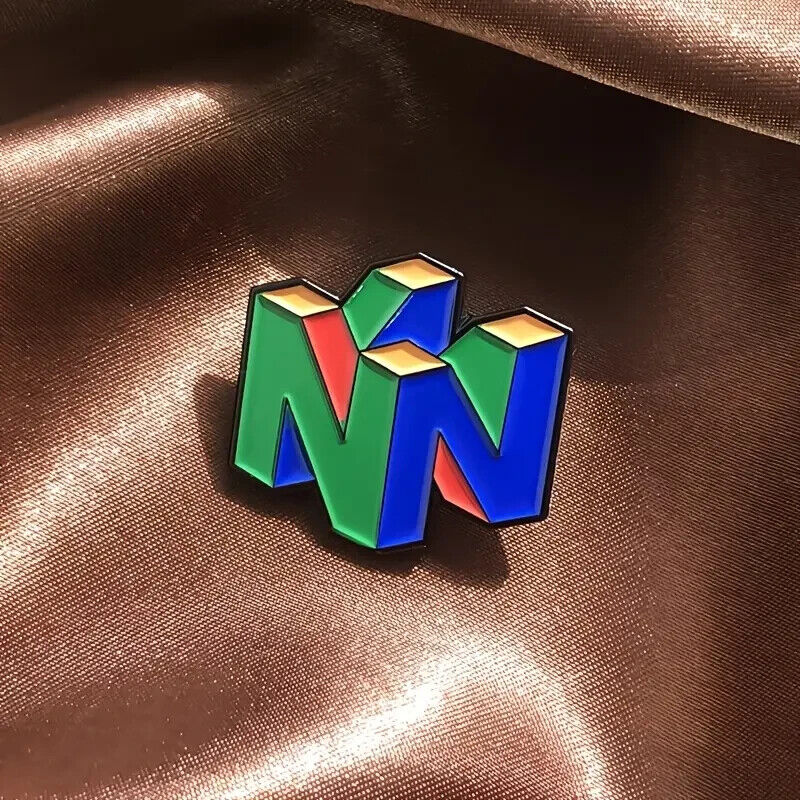 X LARGE Nintendo 64 logo Enamel Pin Badge Retro Games Console N64 Metal Pin NES