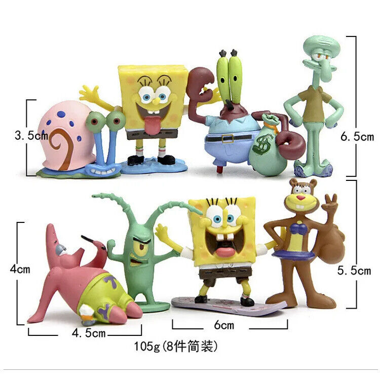 Spongebob Squarepants FIGURES SET SQUIDWARD KRABS NETFLIX TOY SANDY CHEEKS CHOOS