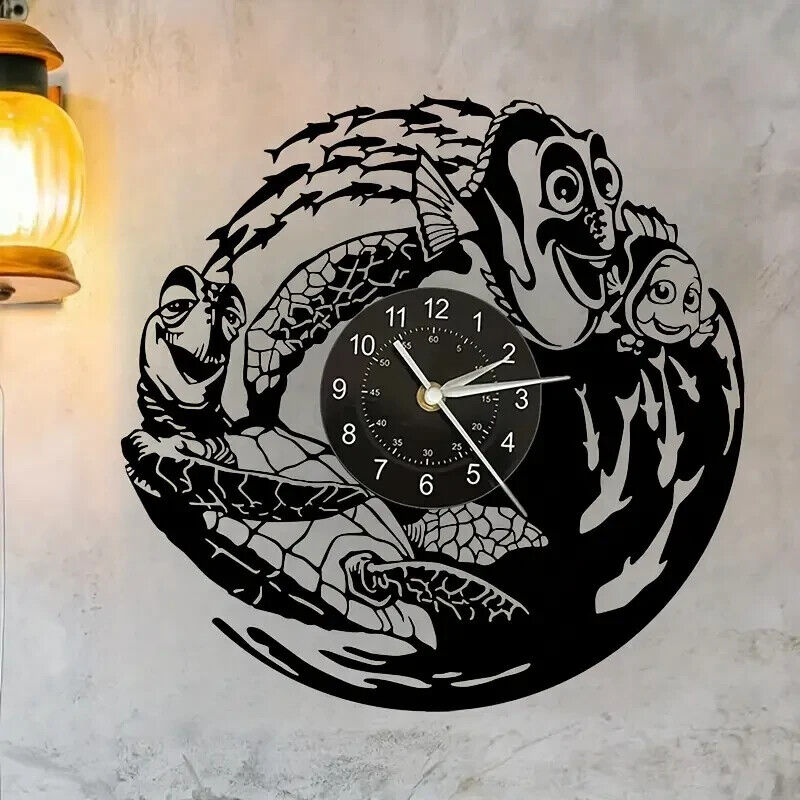 FINDING NEMO DORY FISH DISNEY Vinyl Record Wall Clock Gifts Decor CIRCLE BLACK
