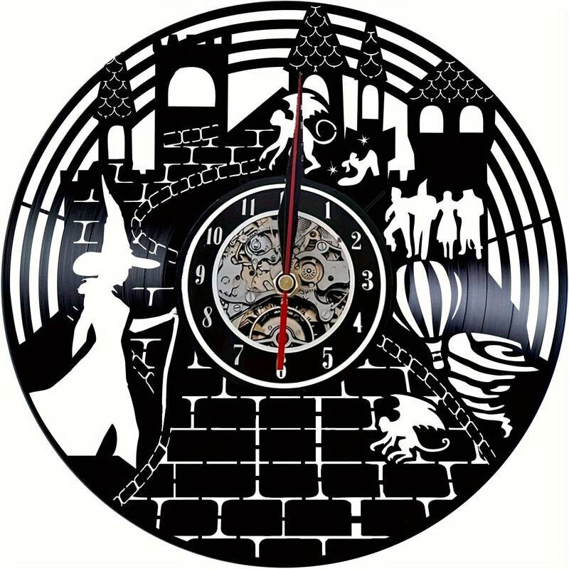 The Wizard of Oz Vinyl Wall Clock Gift Dorothy Witch Magic Yellow Brick Road