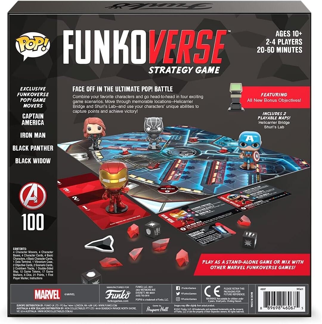 Marvel Strategy Board Game 4 Funko Figures Avengers Funko Funkoverse iron man