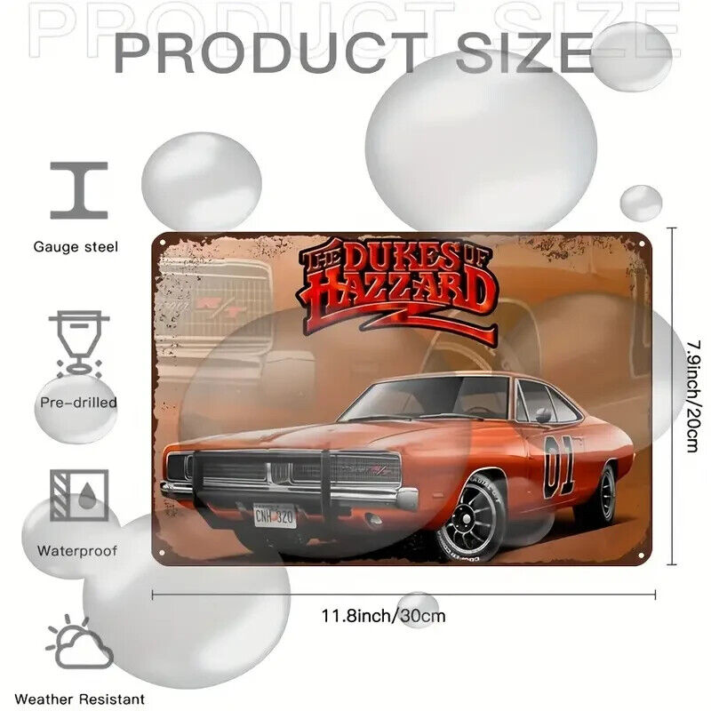 THE DUKES OF HAZARD TIN retro vintage style metal sign man cave shed Garage
