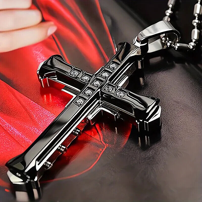 CROSS JESUS CHRIST RELIGION KEYRING KEYCHAIN KEY RING SILVER BLUE