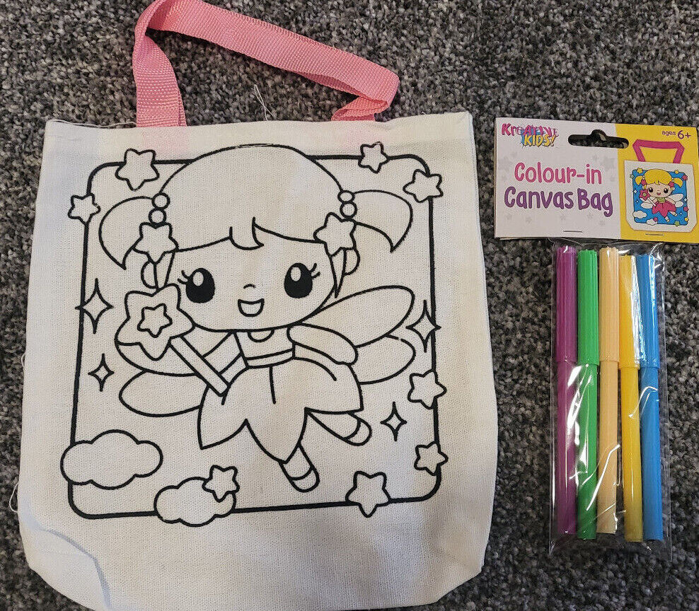Kreative Kids Colour Your Own Canvas Bag 6 Designs 2 Collect & Colour Choose