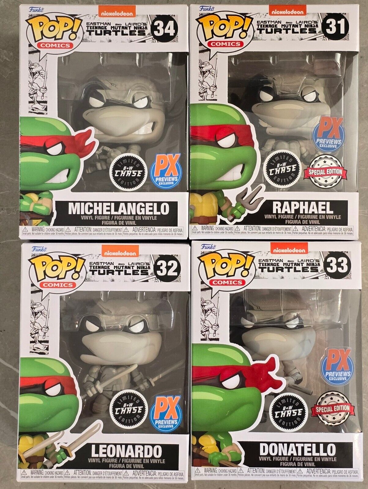 CHASE SET Teenage Muntant Ninja Turtles Funko Pop #31 #32 #33 #34 TMNT FULL
